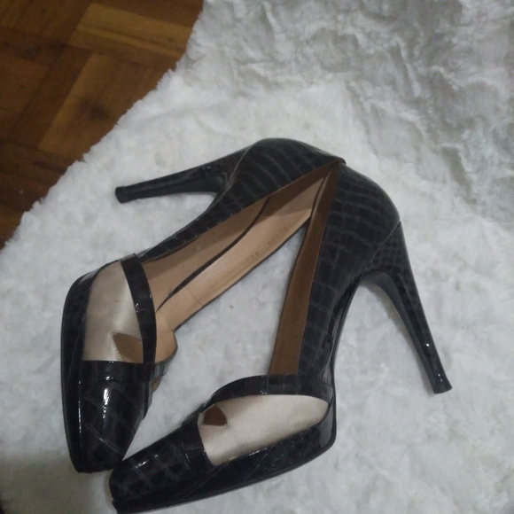Casadei  platform printed patent heels